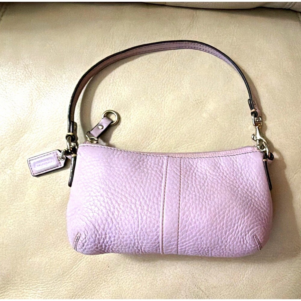 Coach Leather Wristlet Mini Handbag Lilac Purple